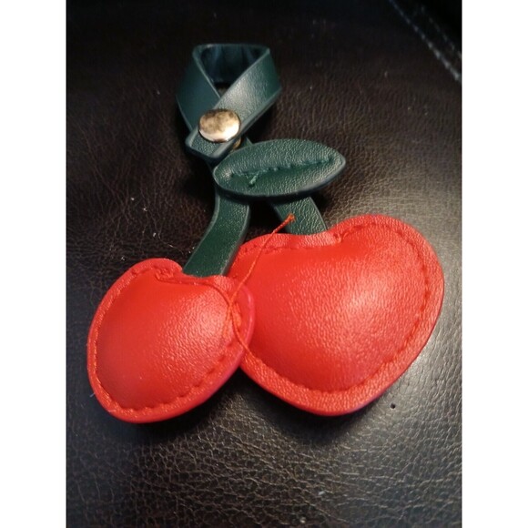 Red Cherries Cherry Keyring Keychain Key Ring Bag Hang - Picture 6 of 7